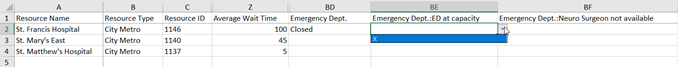 EMResource Bulk Upload Template dropdown menu