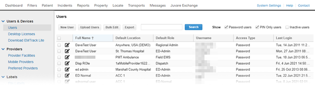 EMTrack Export the User Report