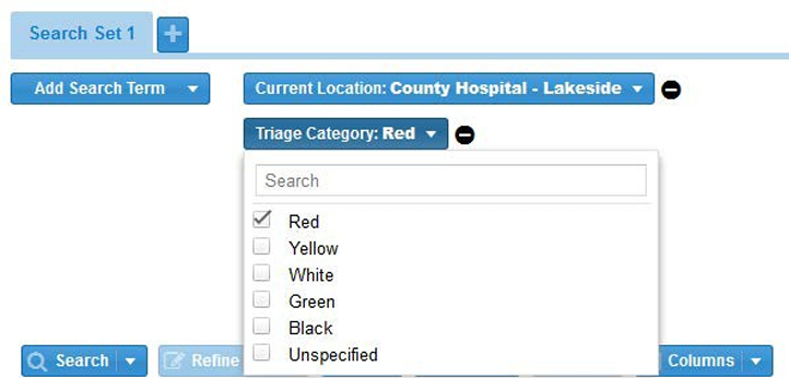 Select values to add to search terms.