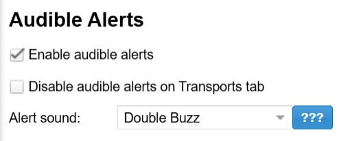 Audible Alerts settings.