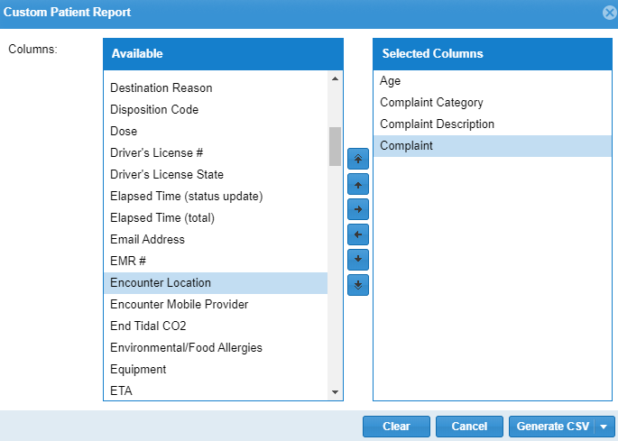 EMTrack Patient Custom Report