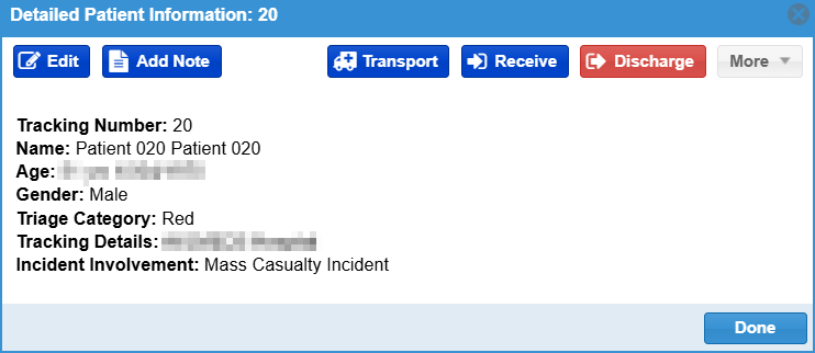 Detailed Patient Information window.