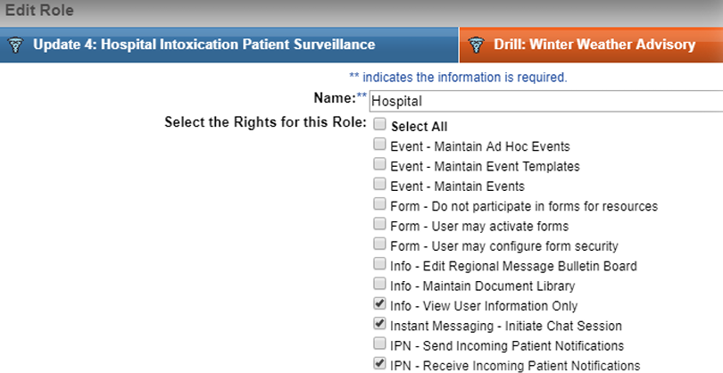 EMResource Edit Role page.