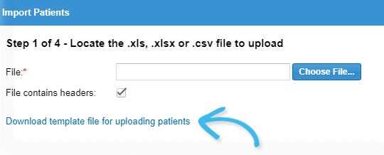EMTrack downloard patient import template