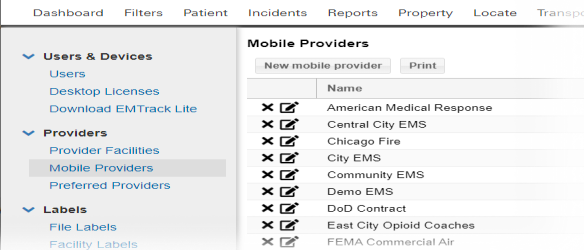 EMTrack Create a Mobile Provider