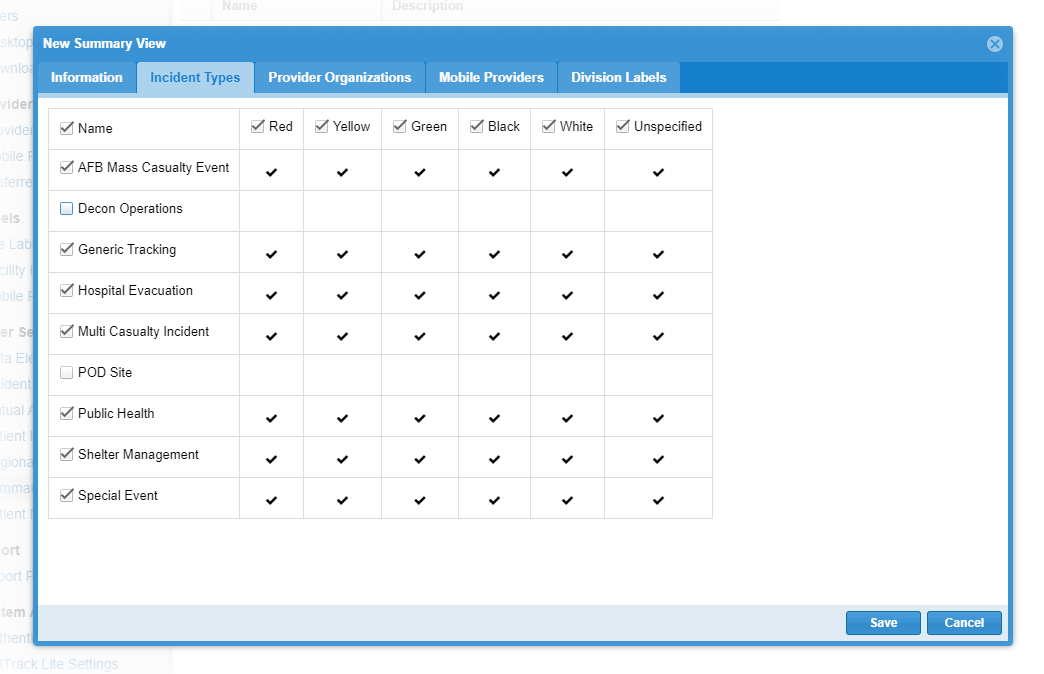 EMTrack System Settings Create a Summary View