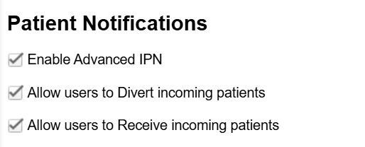 Patient Notification settings.
