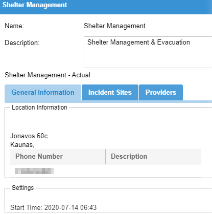 Incident Window Details Section