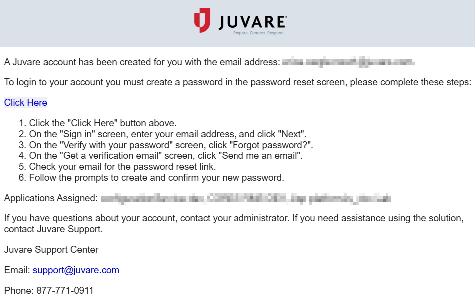 Juvare Welcome Email
