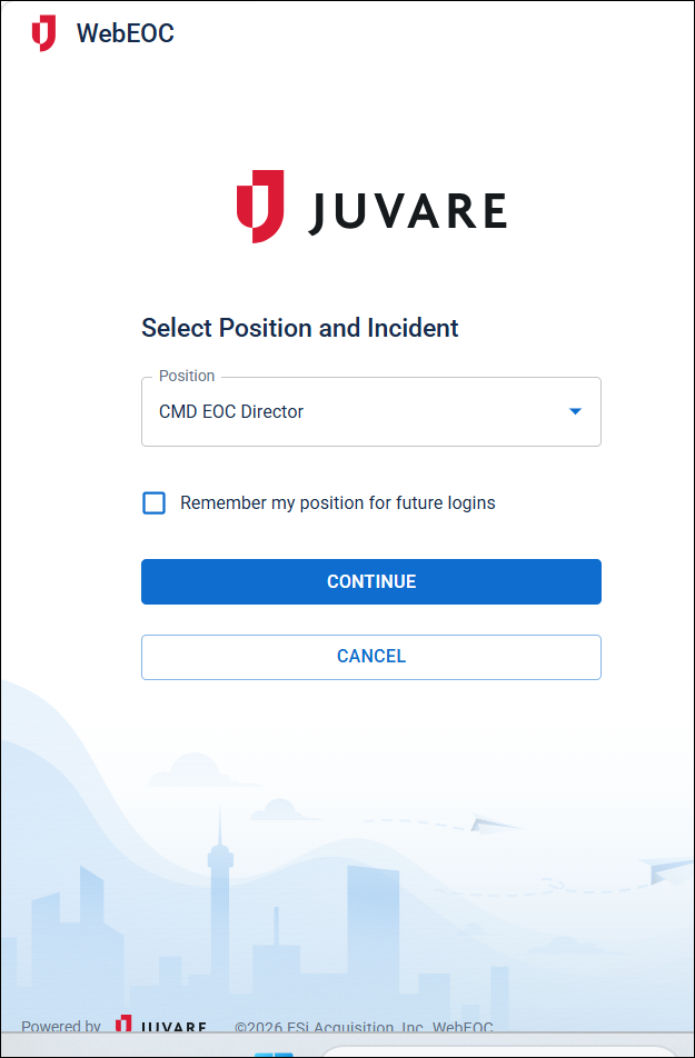 Select Position and Incident dialog
