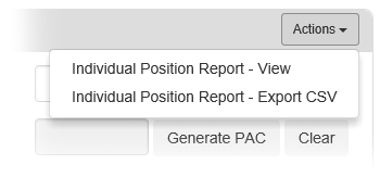 Actions Menu Options