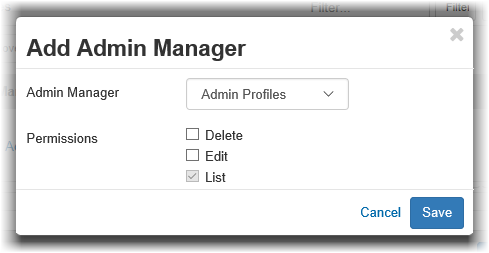 Add Admin Manager Window