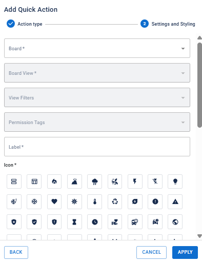 Click image to enlarge Adding a board through a quick action