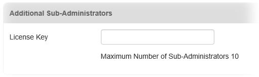 Additional Sub-Administrators License Key Field