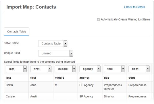 Import Map: Contacts