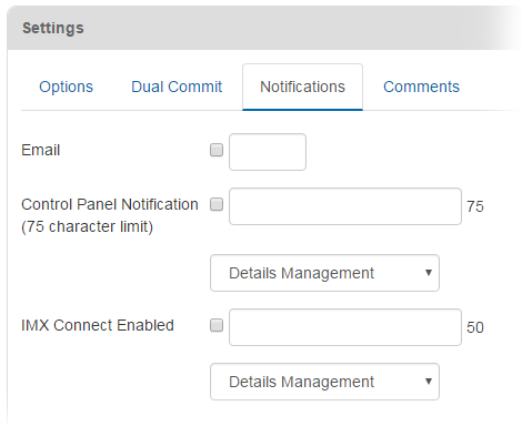 main menu Notification