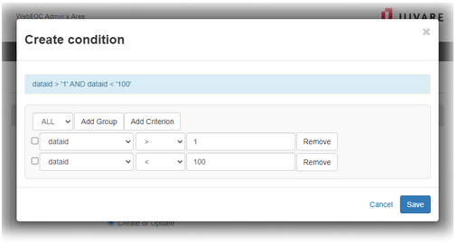 Create Condition Window