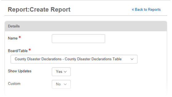 Create Report Page