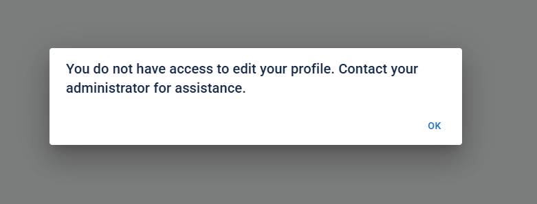 User cannot edit account message
