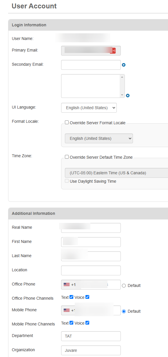 User account edit page all info editiable except primary email