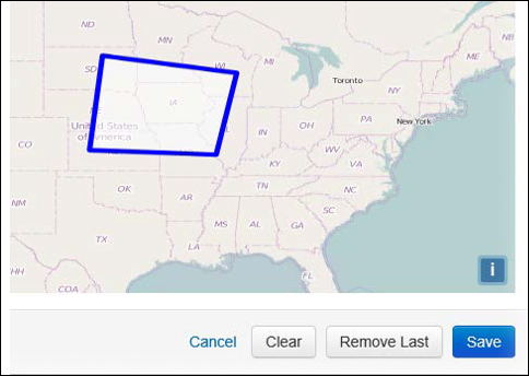 Map with area selected