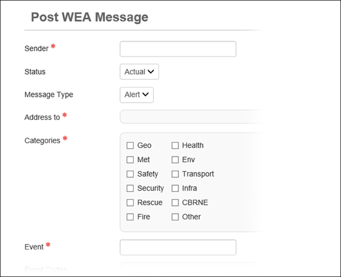 Post WEA Message page
