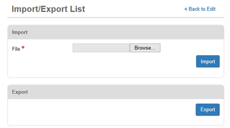 Import/Export List
