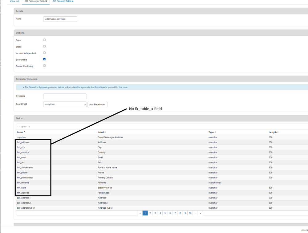 Parent Table Screenshot