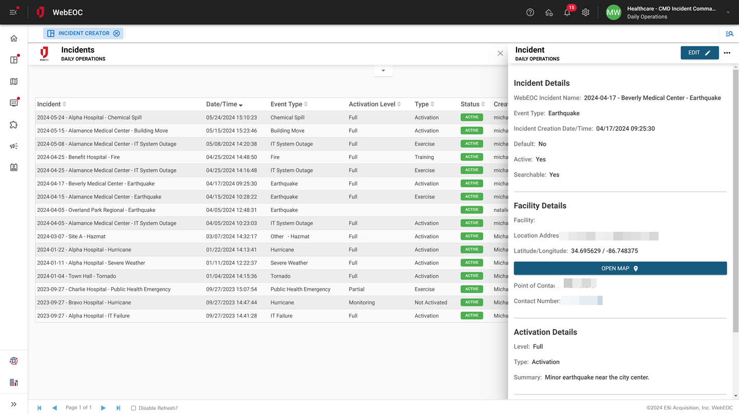 ncident Creator Details Panel