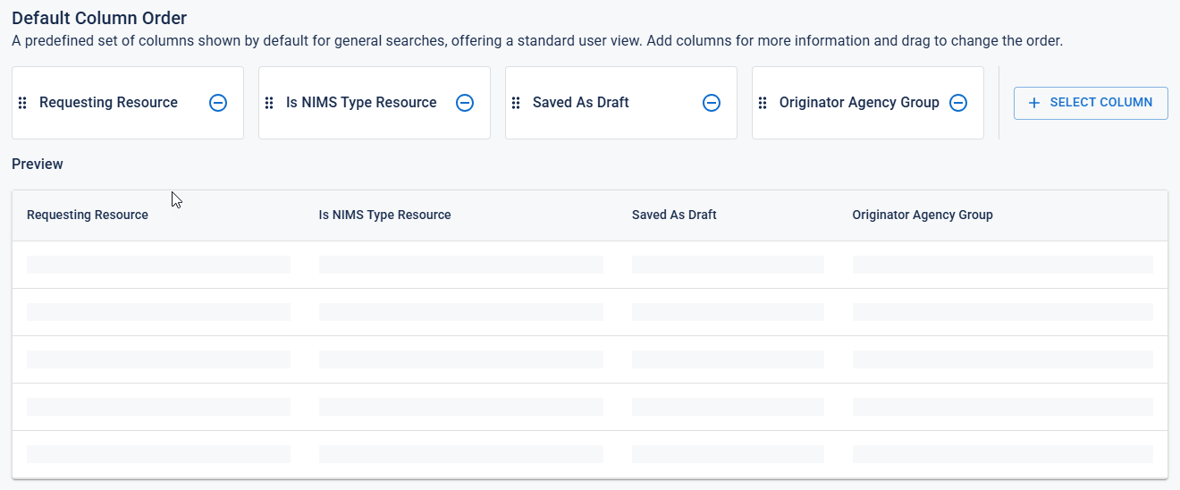 JAI default column order JAI default column order