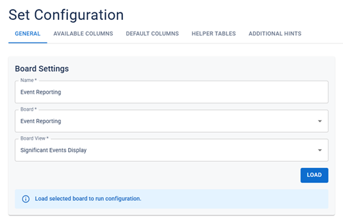 JAI set configuration page JAI set configuration page