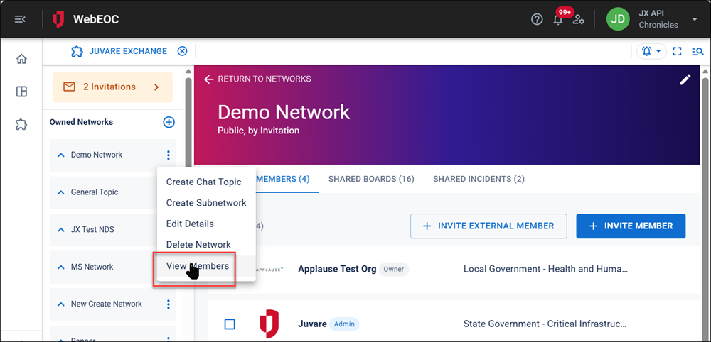 View Members option