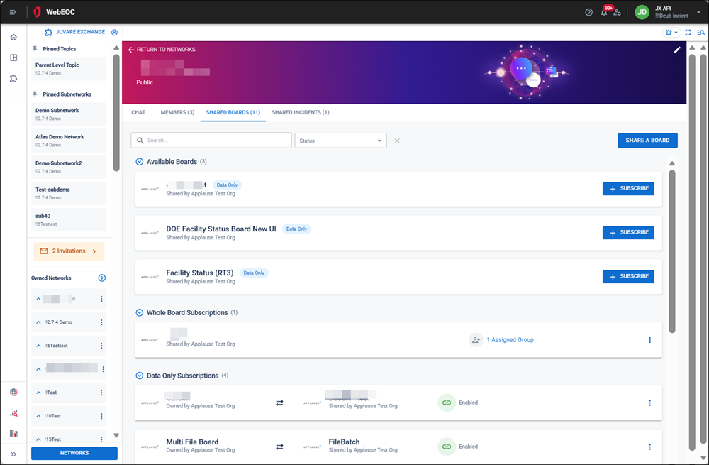 Shared boards tab