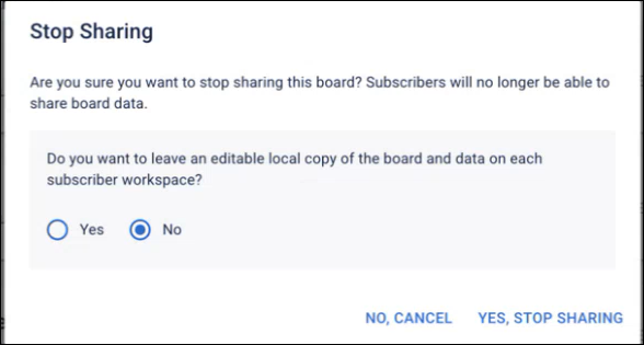 Stop sharing a board with locking option