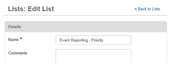 Lists: Edit List Window