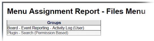 Menu Assignment Report Files Menu