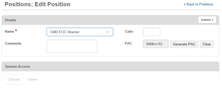 Positions: Edit Position