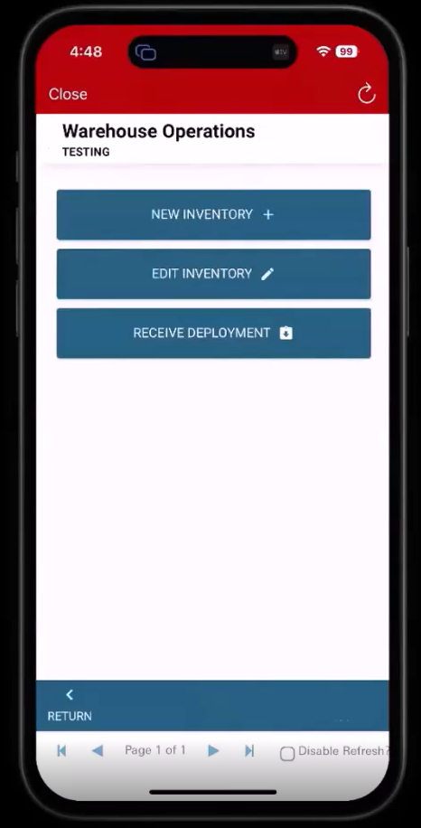 Warehouse Operattions with three options for receiving inventory
