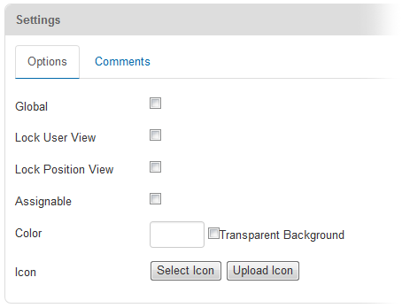 Settings Options Tab