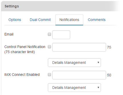 Settings: Notifications Tab