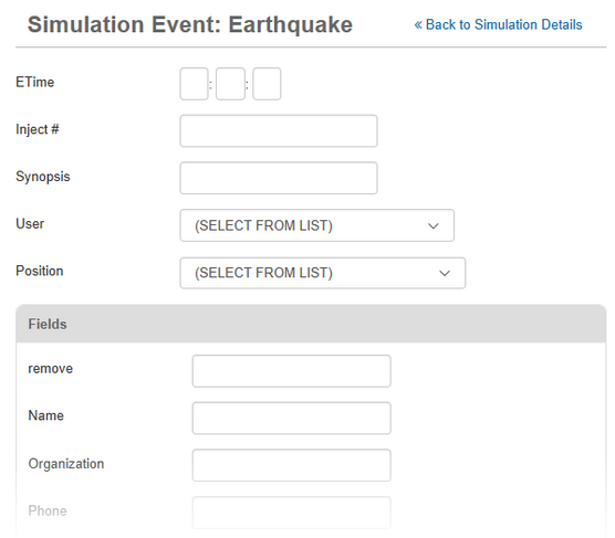 Simulation Event Page