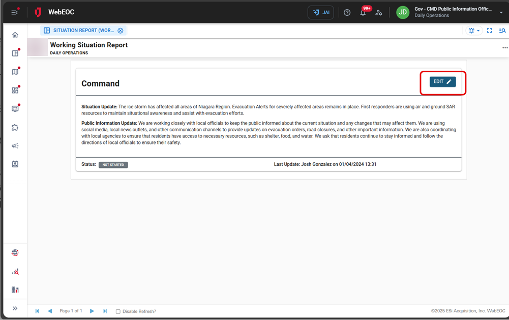 Edit button for contributor