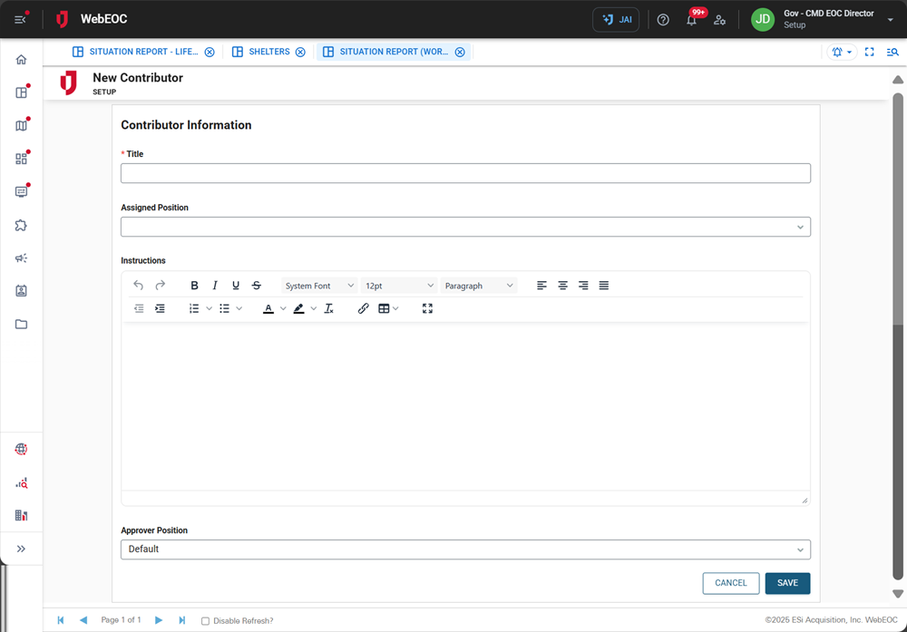 New Contributor page