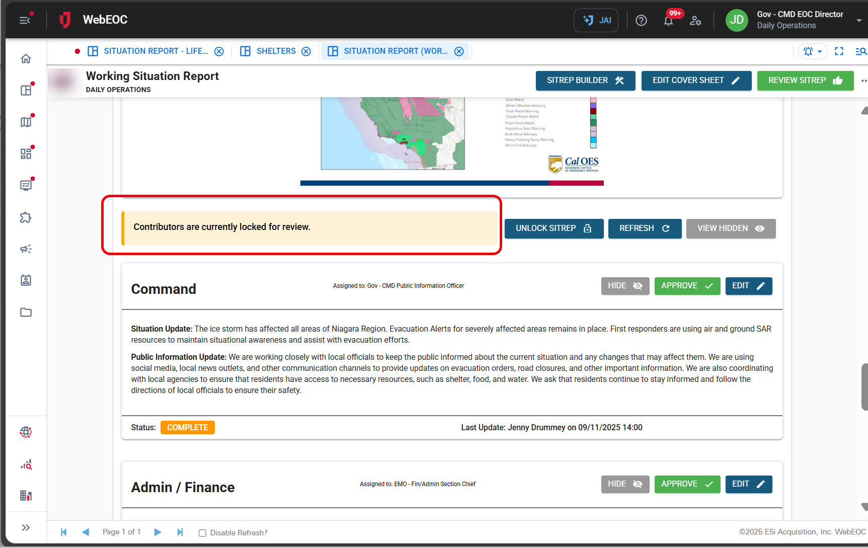 Sit Rep locked message