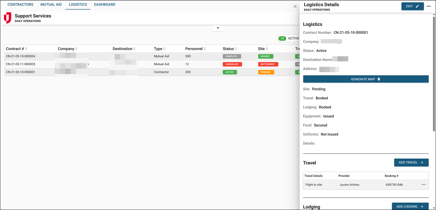 Support Services - Logistics.