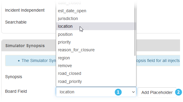 Synopsis Board Field Choices