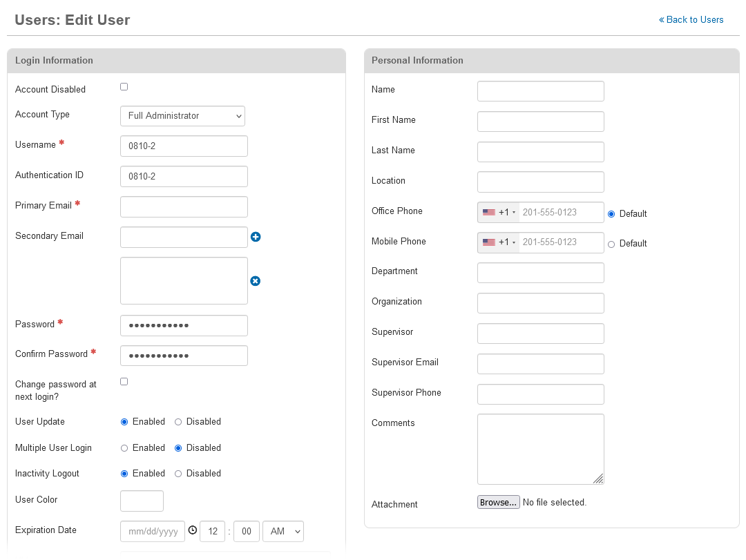 User: Edit User Page