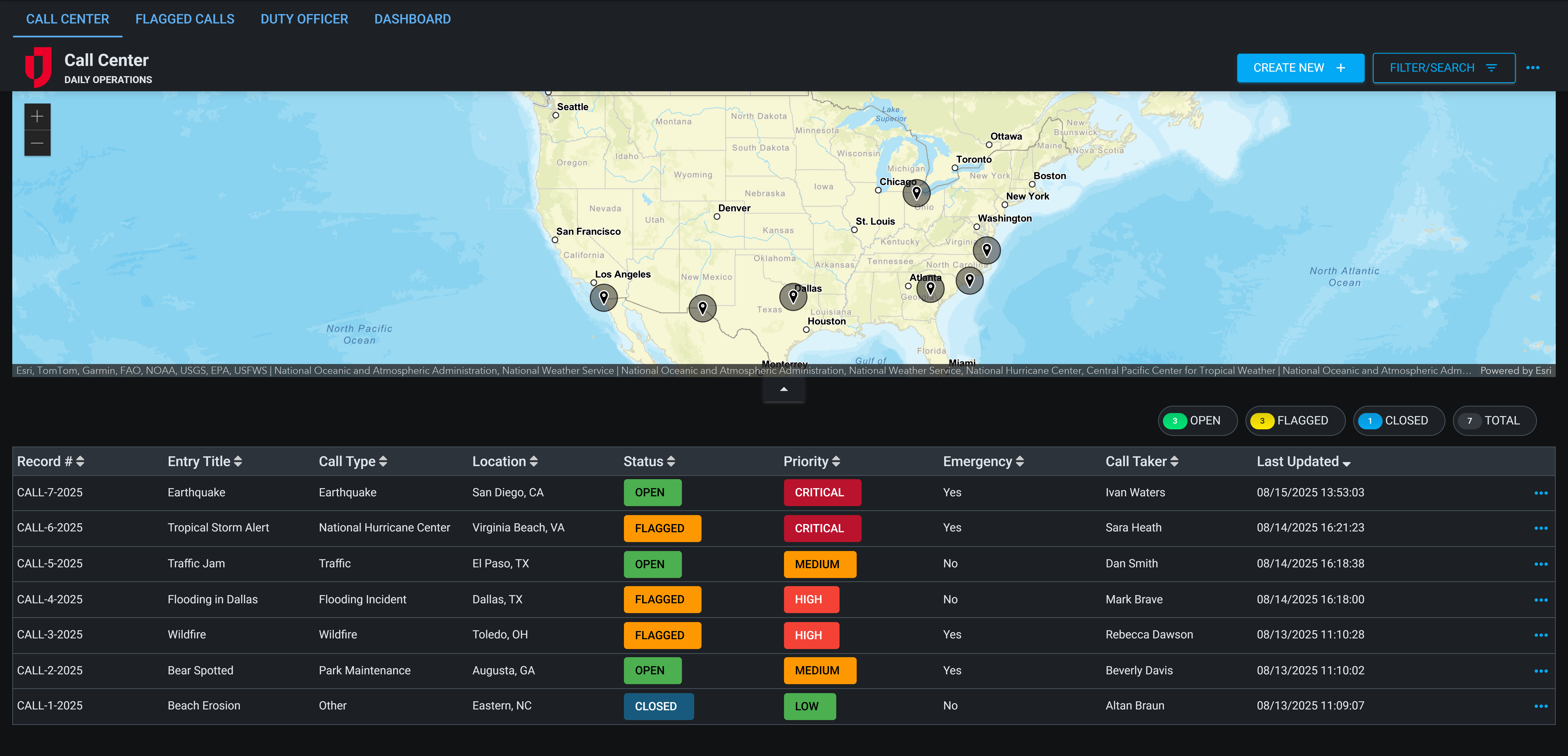 Call Center DS Board - Map and List Dark Mode Call Center DS Board - Map and List Dark Mode