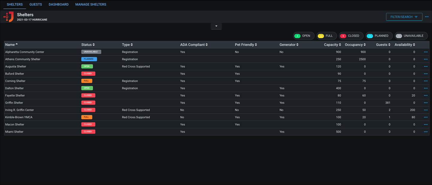Click image to enlarge Shelters Guest List dark mode