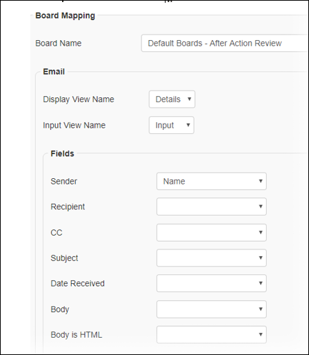 ECM Email Importer board mapping